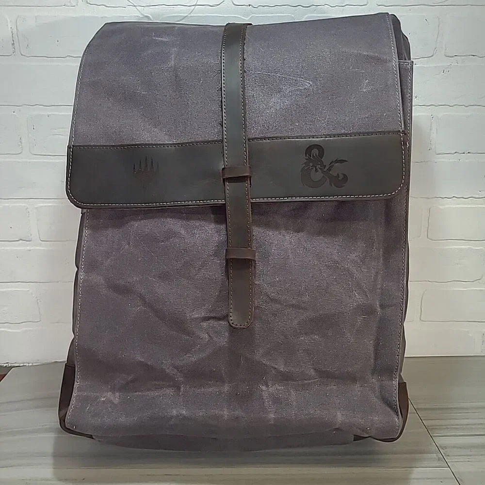 Dungeons & Dragons‎ / Magic The Gather Gray /Brown Leather Waxed Canvas Backpack